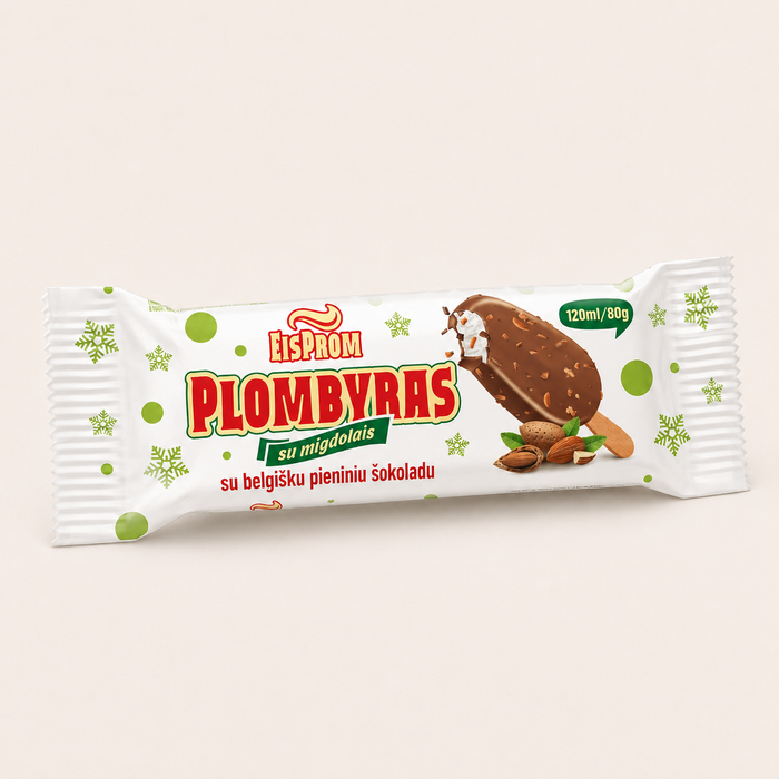 Eisprom vanilinis plombyras su belgišku šokaladu ir migdolais 120ml/80g