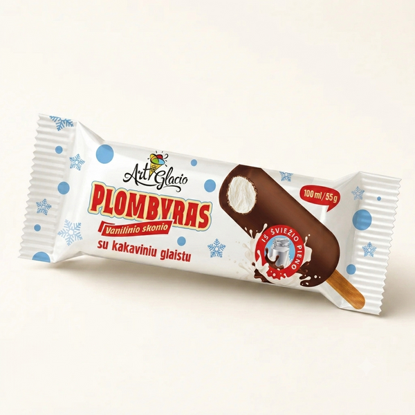 Eisprom vanilinis plombyras su glaistu ant pagaliuko 100ml/55g