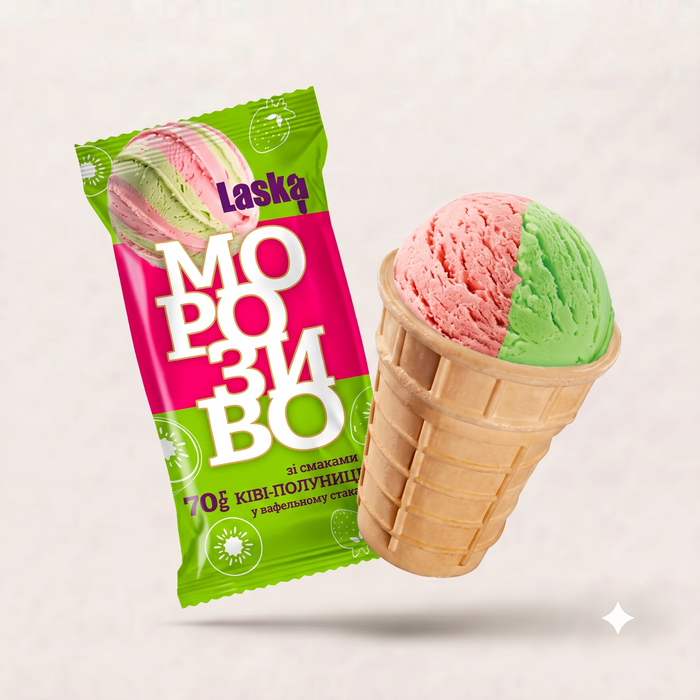 Kivių, braškių skonio ledai 140ml/70g