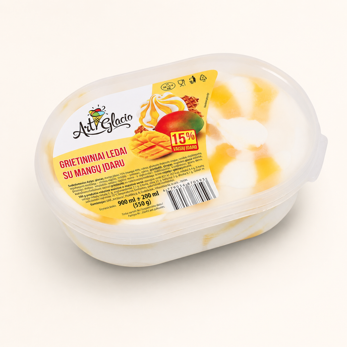 Grietiniai ledai su mangų įdaru 1100ml/550g